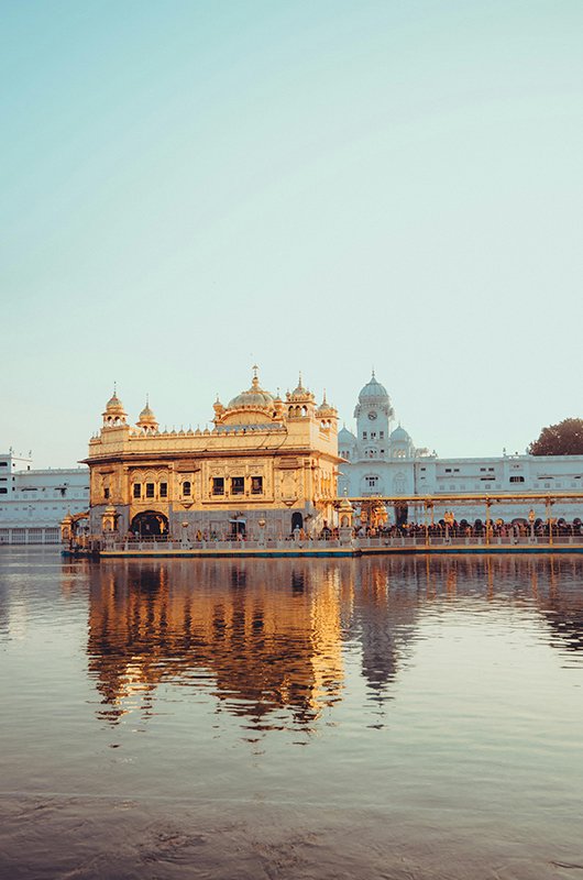 The Famous Golden temple of Amritsar at night, India. Place of Pilgrimage for Sikh religion